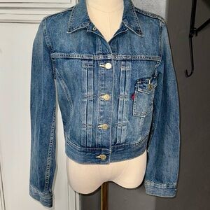 Vintage Levi’s cropped denim Jean jacket trucker coat med preppy 90s fashion